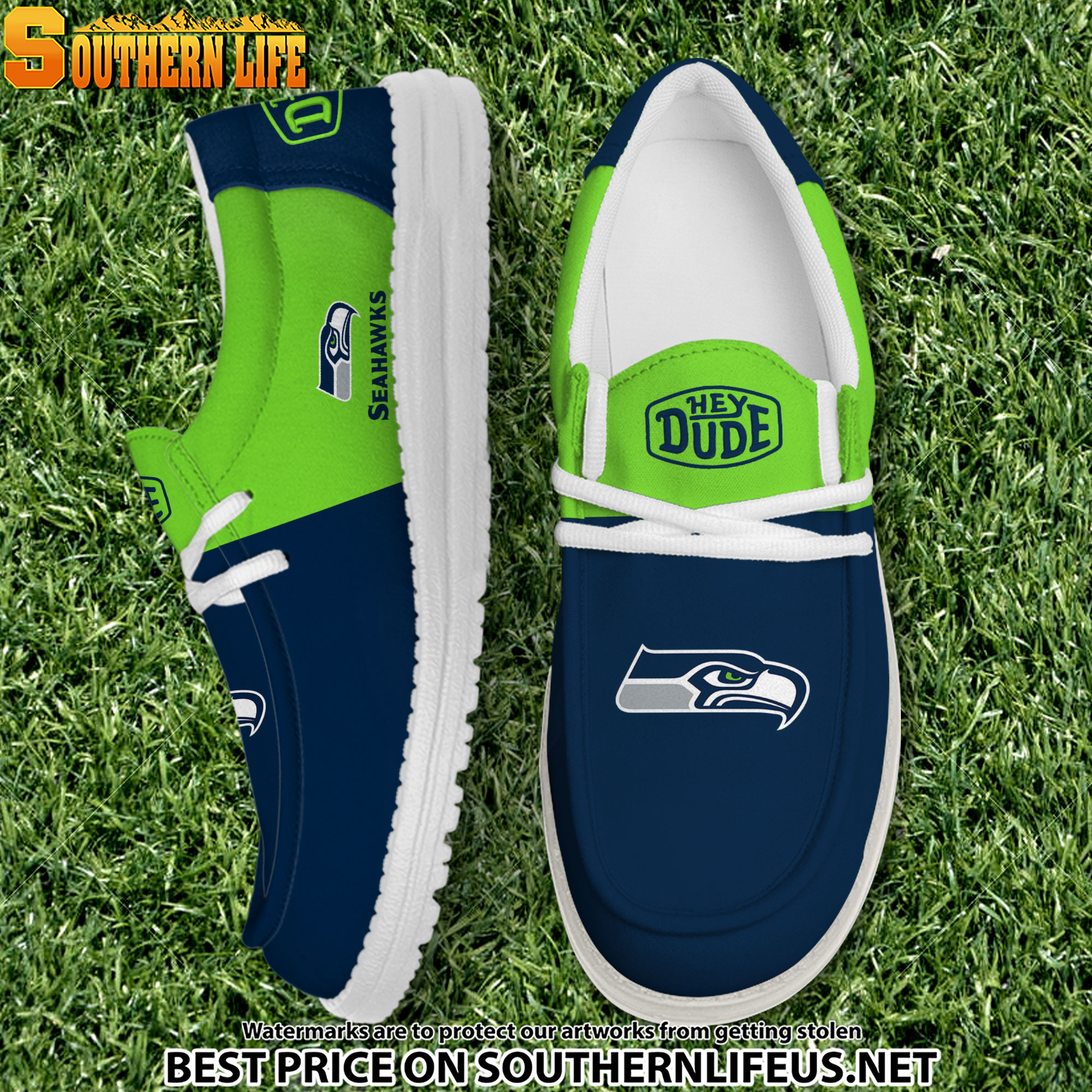 07 Seattle Seahawks Football Hey Dude Canvas Loafer Shoes