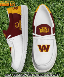 08 Washington Commanders Football White Hey Dude Canvas Loafer Shoes