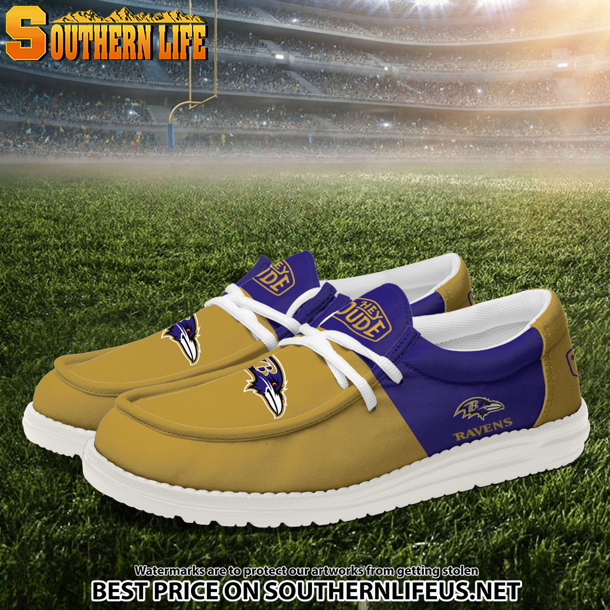 14 Baltimore Ravens Football Hey Dude Canvas Loafer Shoes - Image 2