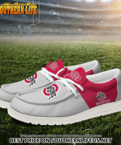 Alternative view of NCA04 Ohio State Buckeyes White Hey Dude Canvas Loafer Shoes