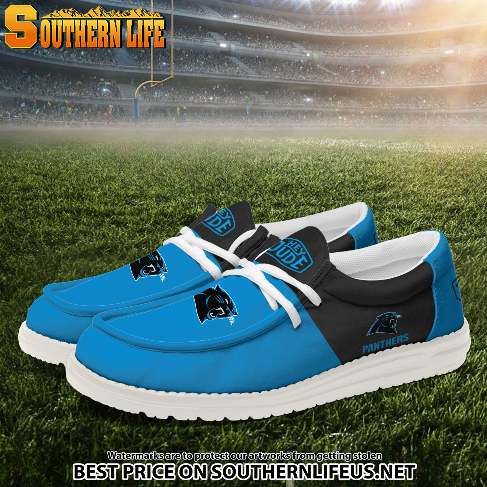 23 Carolina Panthers Football Hey Dude Canvas Loafer Shoes - Image 2