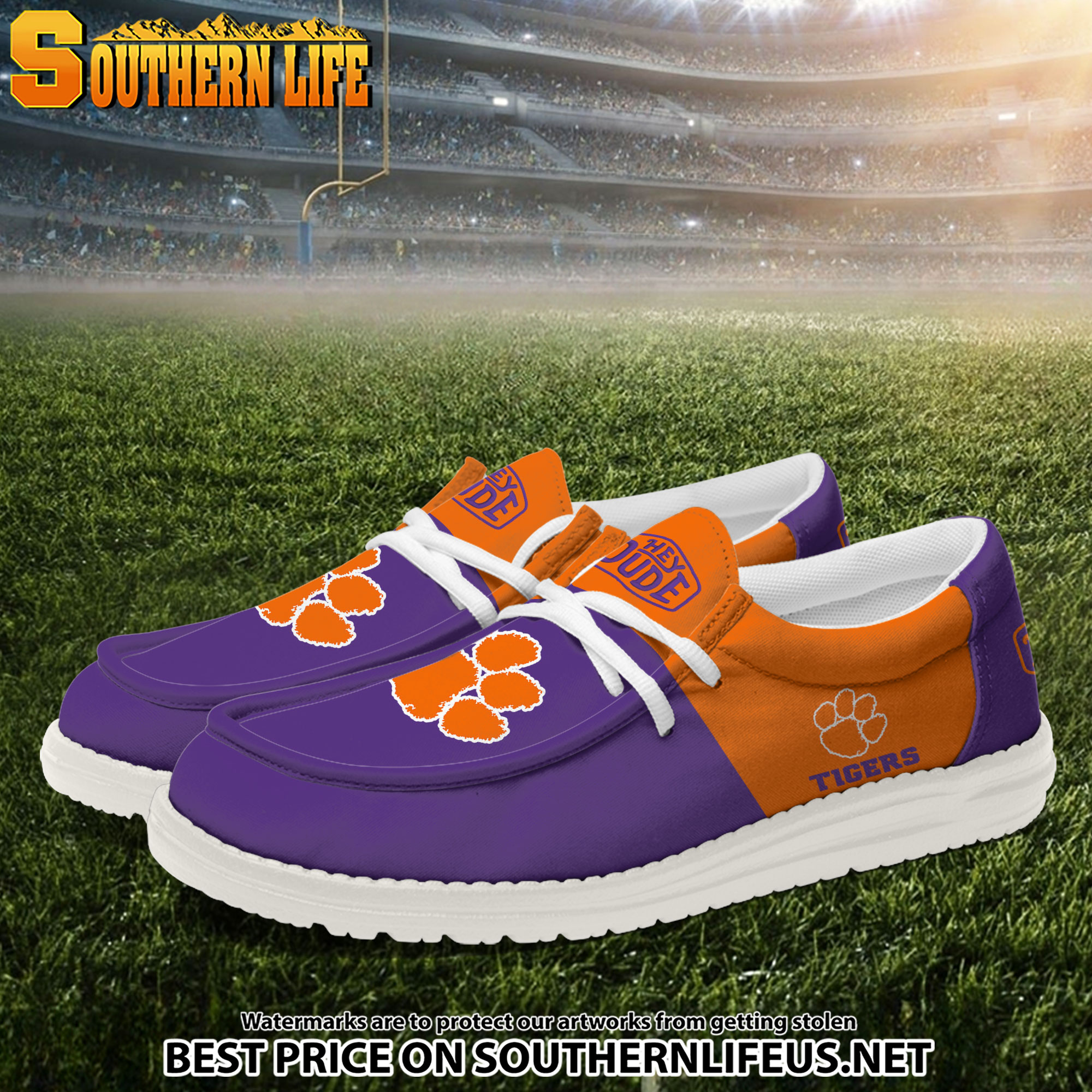 NCA05 Clemson Tigers Hey Dude Canvas Loafer Shoes - Image 2