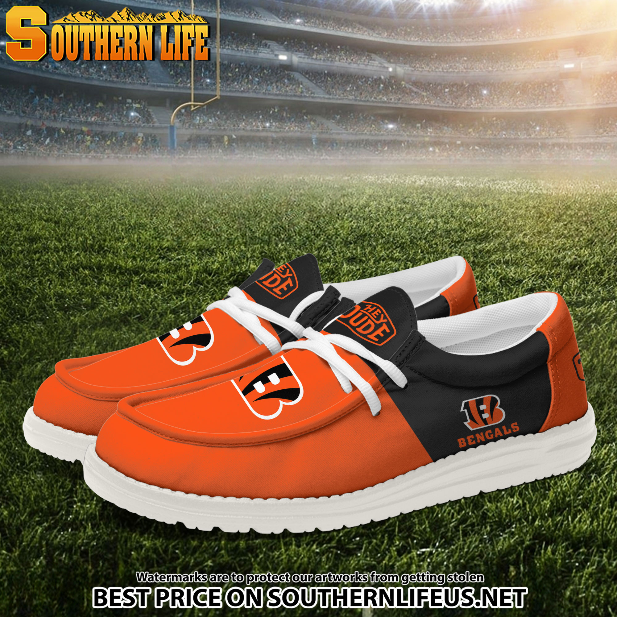 24 Cincinnati Bengals Football Hey Dude Canvas Loafer Shoes - Image 2