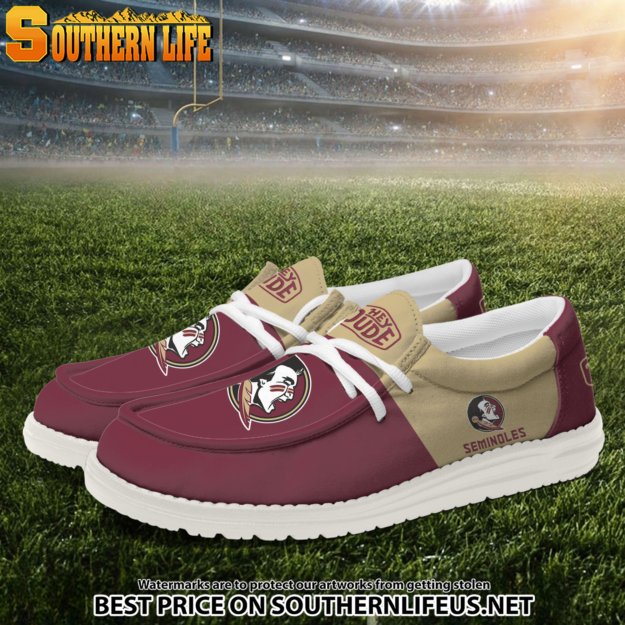 NCA07 Florida State Seminoles Hey Dude Canvas Loafer Shoes - Image 2