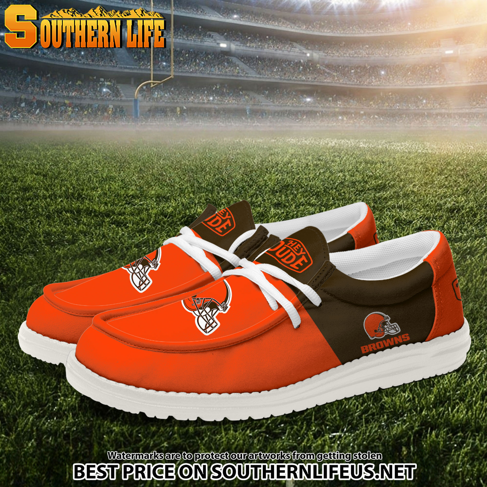 25 Cleveland Browns Football Hey Dude Canvas Loafer Shoes - Image 2