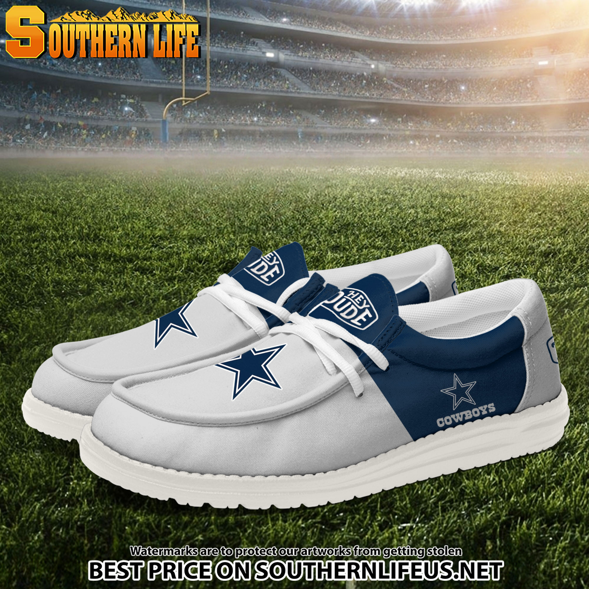 02 Dallas Cowboys Football Hey Dude Canvas Loafer Shoes - Image 2