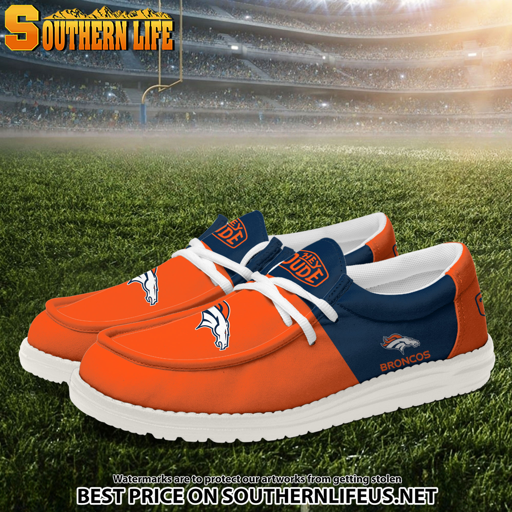 15 Denver Broncos Football Hey Dude Canvas Loafer Shoes - Image 2