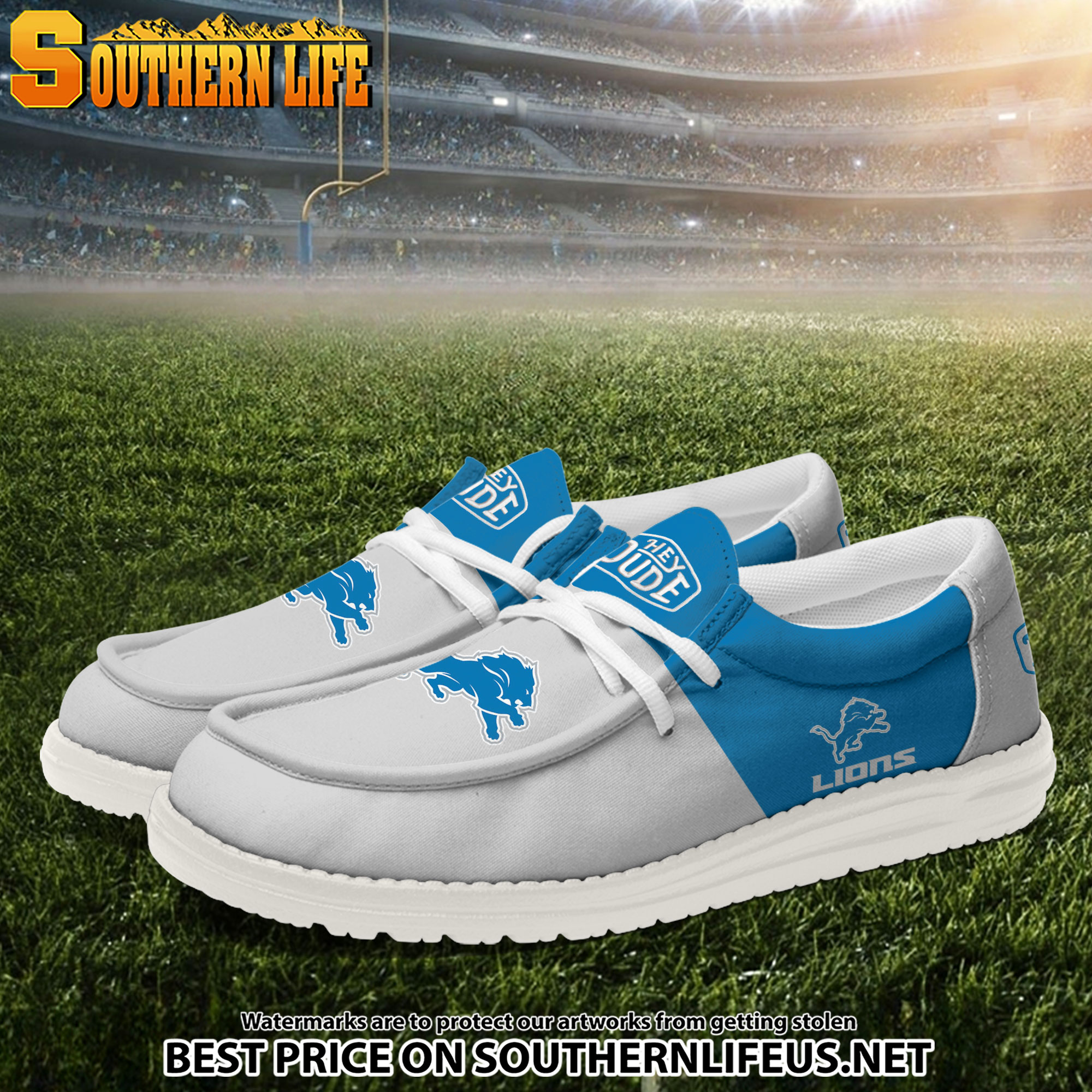 11 Detroit Lions Football Hey Dude Canvas Loafer Shoes - Image 2
