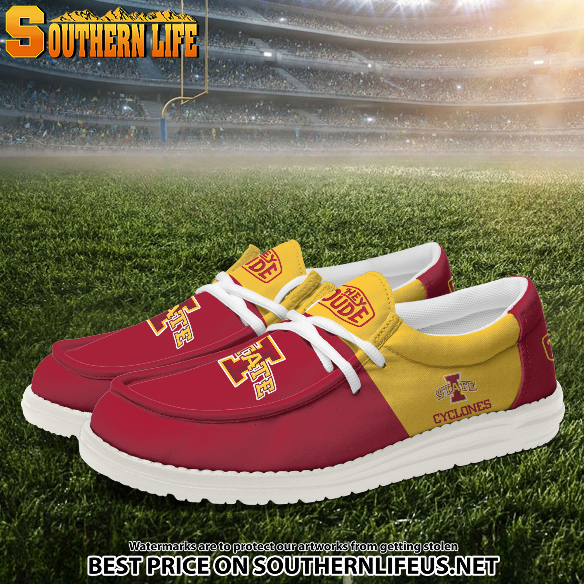 NCA11 Iowa State Cyclones Hey Dude Canvas Loafer Shoes - Image 2
