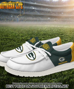 Alternative view of 12 Green Bay Packers Football White Hey Dude Canvas Loafer Shoes