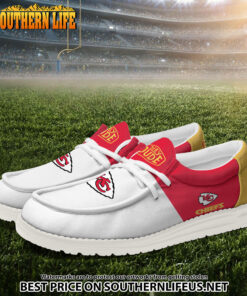 Alternative view of 01 Kansas City Chiefs Football White Hey Dude Canvas Loafer Shoes