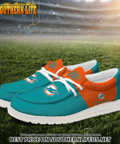 Alternative view of 10 Miami Dolphins Football Hey Dude Canvas Loafer Shoes