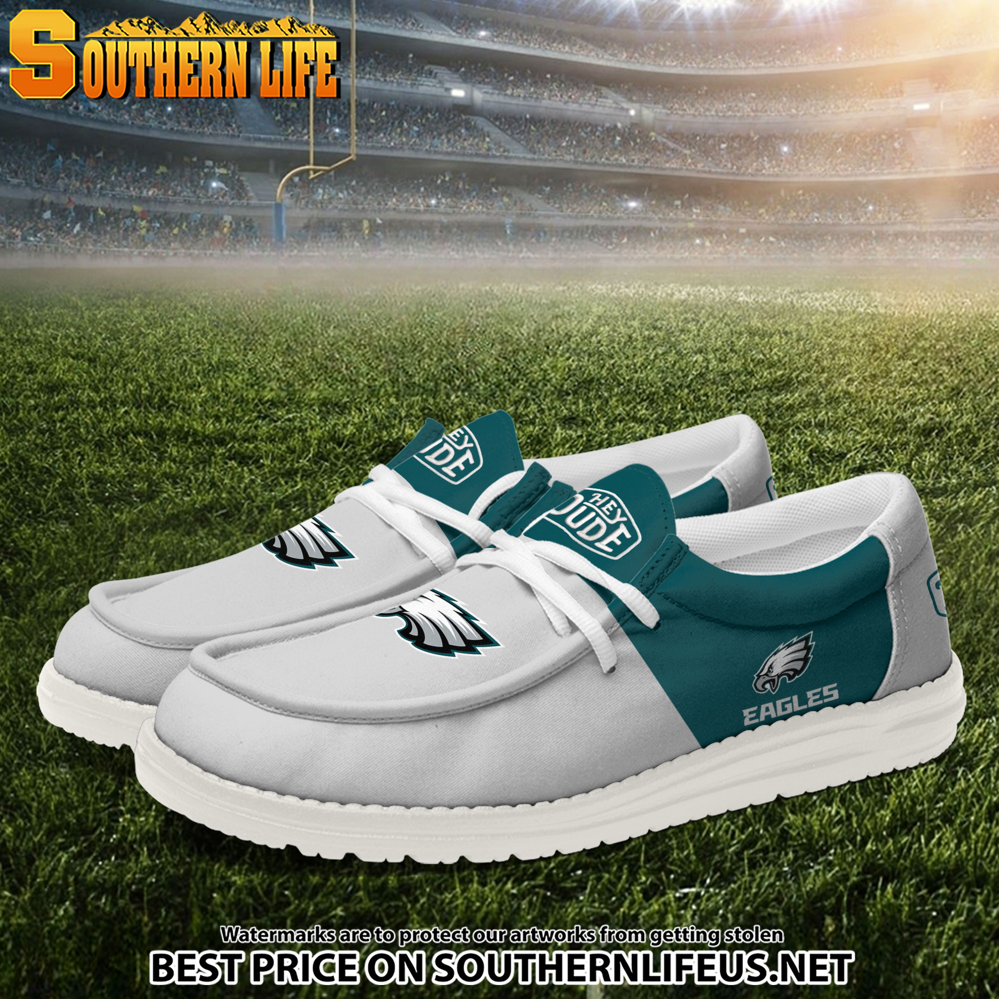 04 Philadelphia Eagles Football Hey Dude Canvas Loafer Shoes - Image 2