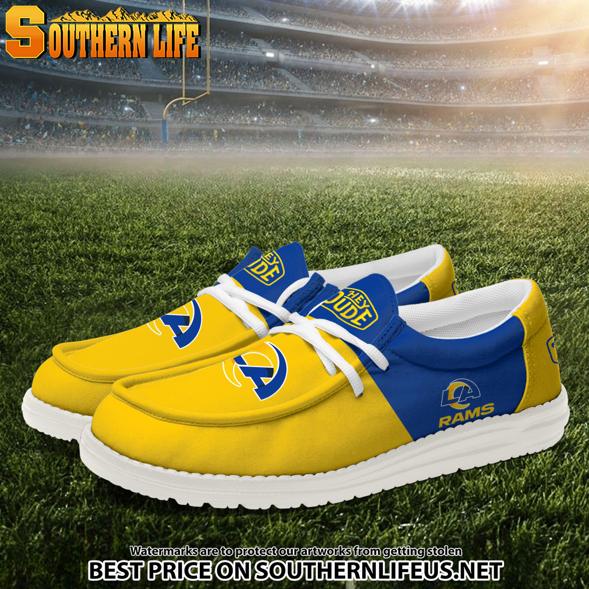 21 Los Angeles Rams Football Hey Dude Canvas Loafer Shoes - Image 2