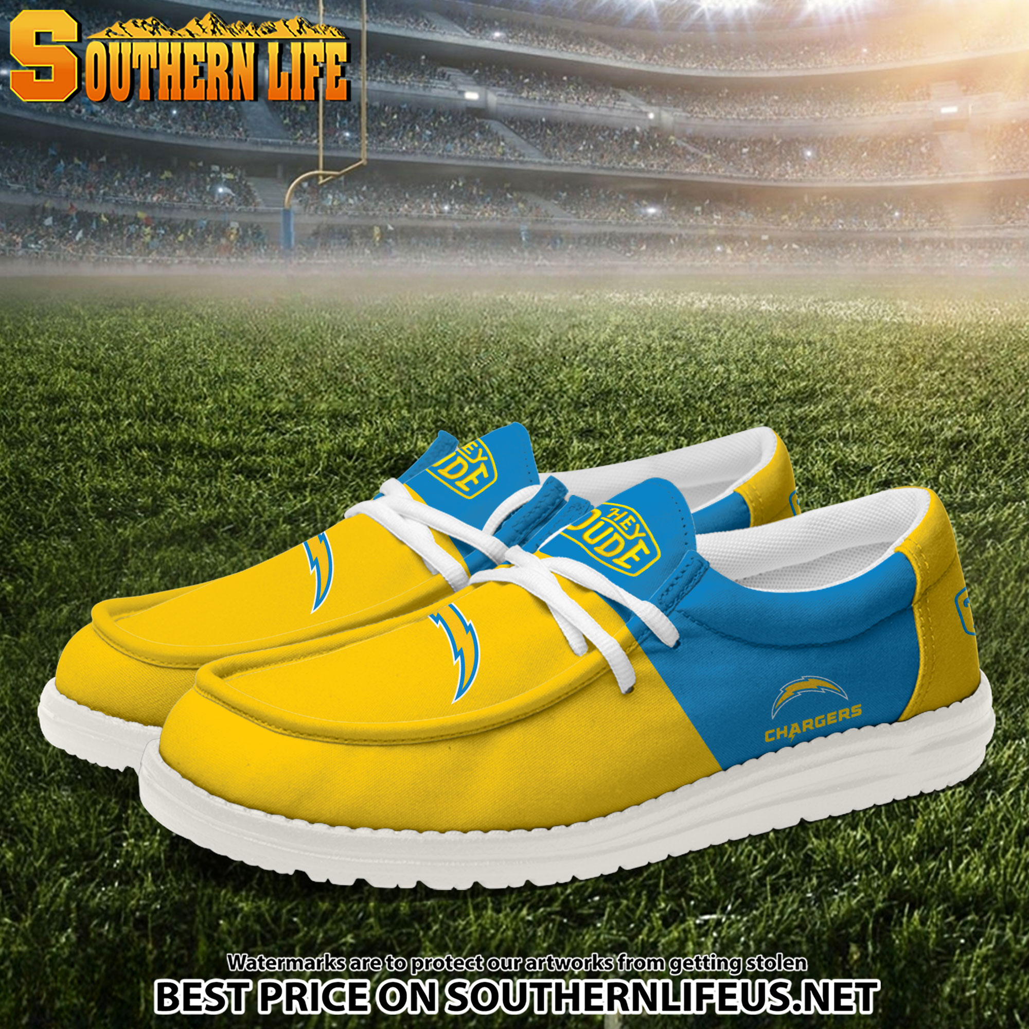 27 Los Angeles Chargers Football Hey Dude Canvas Loafer Shoes - Image 2