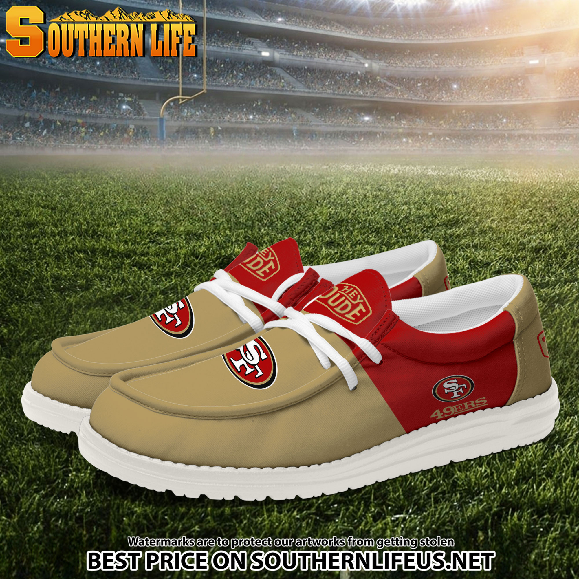 05 San Francisco 49ers Football Hey Dude Canvas Loafer Shoes - Image 2