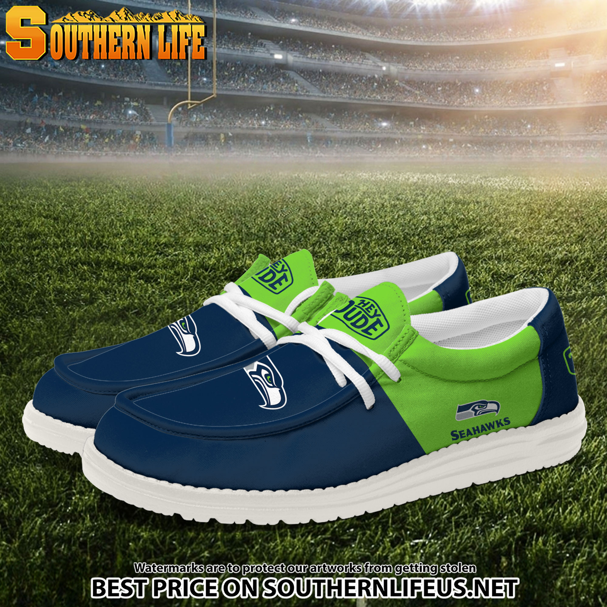07 Seattle Seahawks Football Hey Dude Canvas Loafer Shoes - Image 2