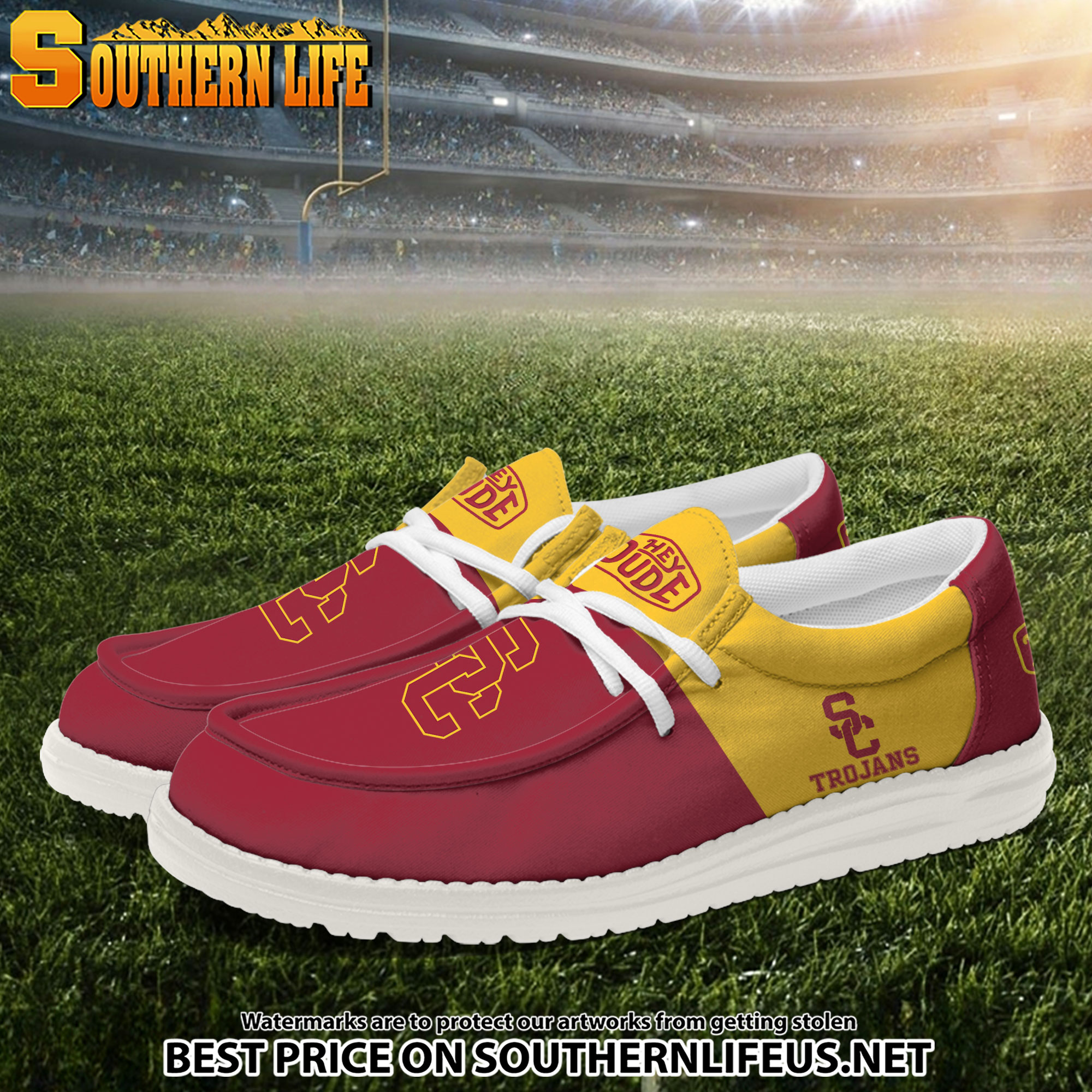 NCA34 USC Trojans Hey Dude Canvas Loafer Shoes - Image 2