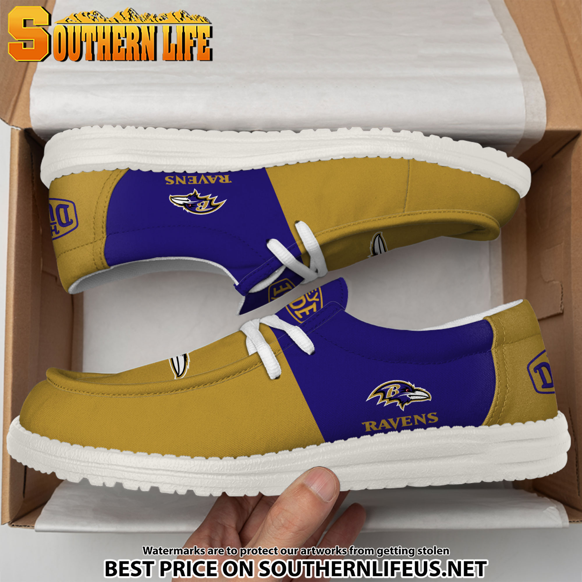 14 Baltimore Ravens Football Hey Dude Canvas Loafer Shoes - Image 3