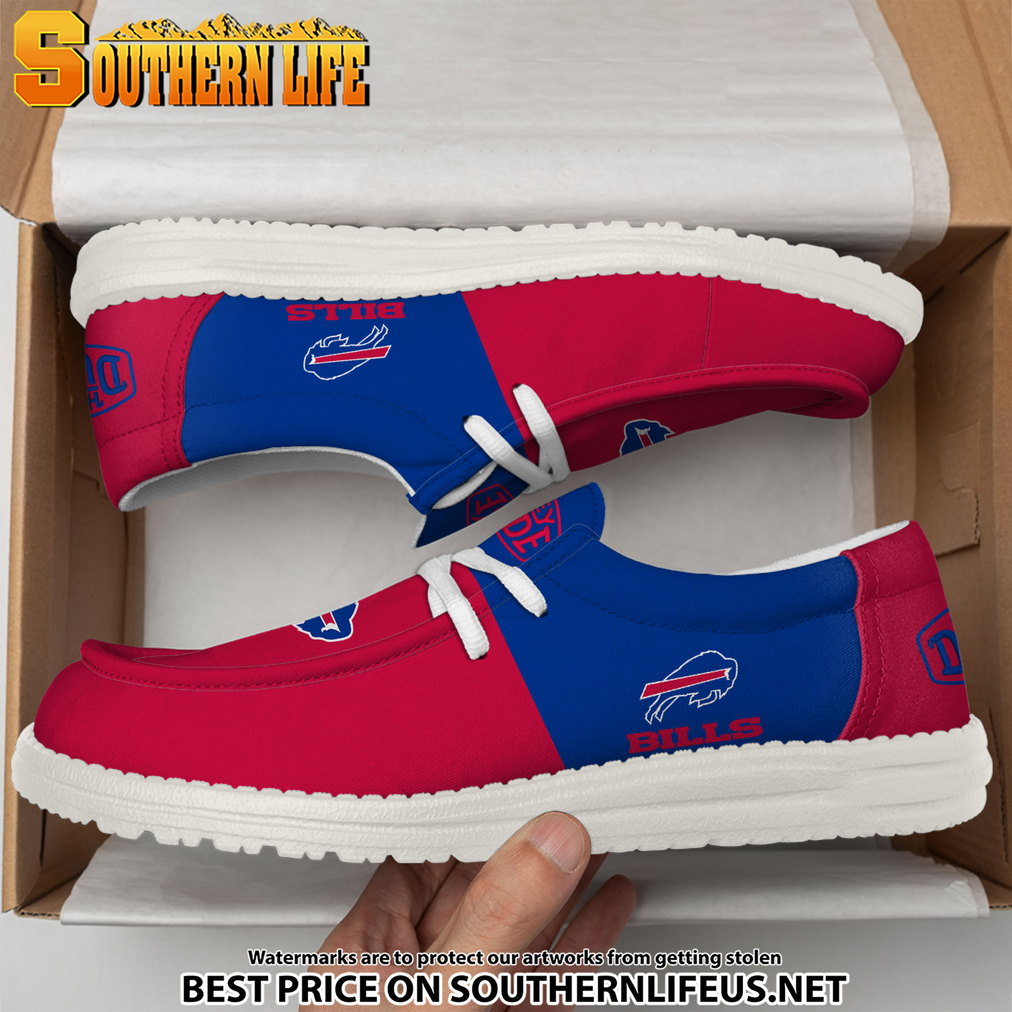 13 Buffalo Bills Football Hey Dude Canvas Loafer Shoes - Image 3