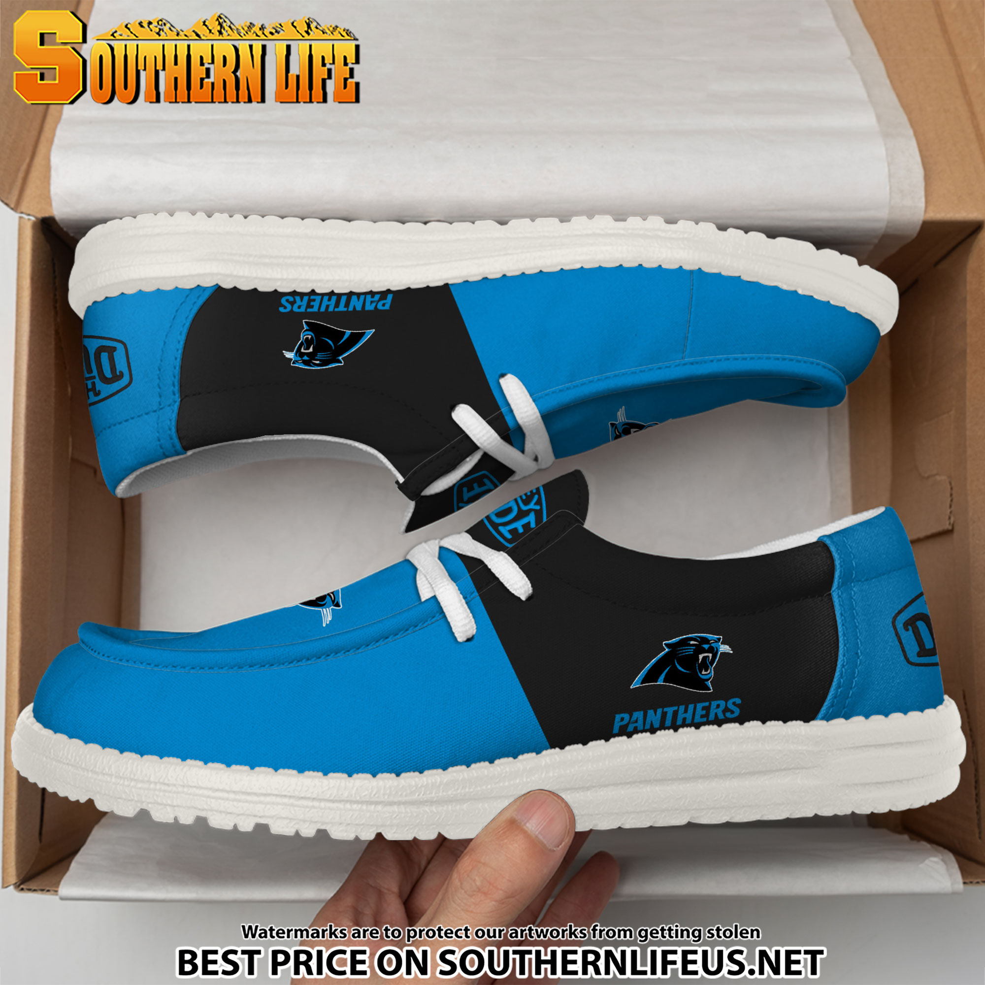 23 Carolina Panthers Football Hey Dude Canvas Loafer Shoes - Image 3