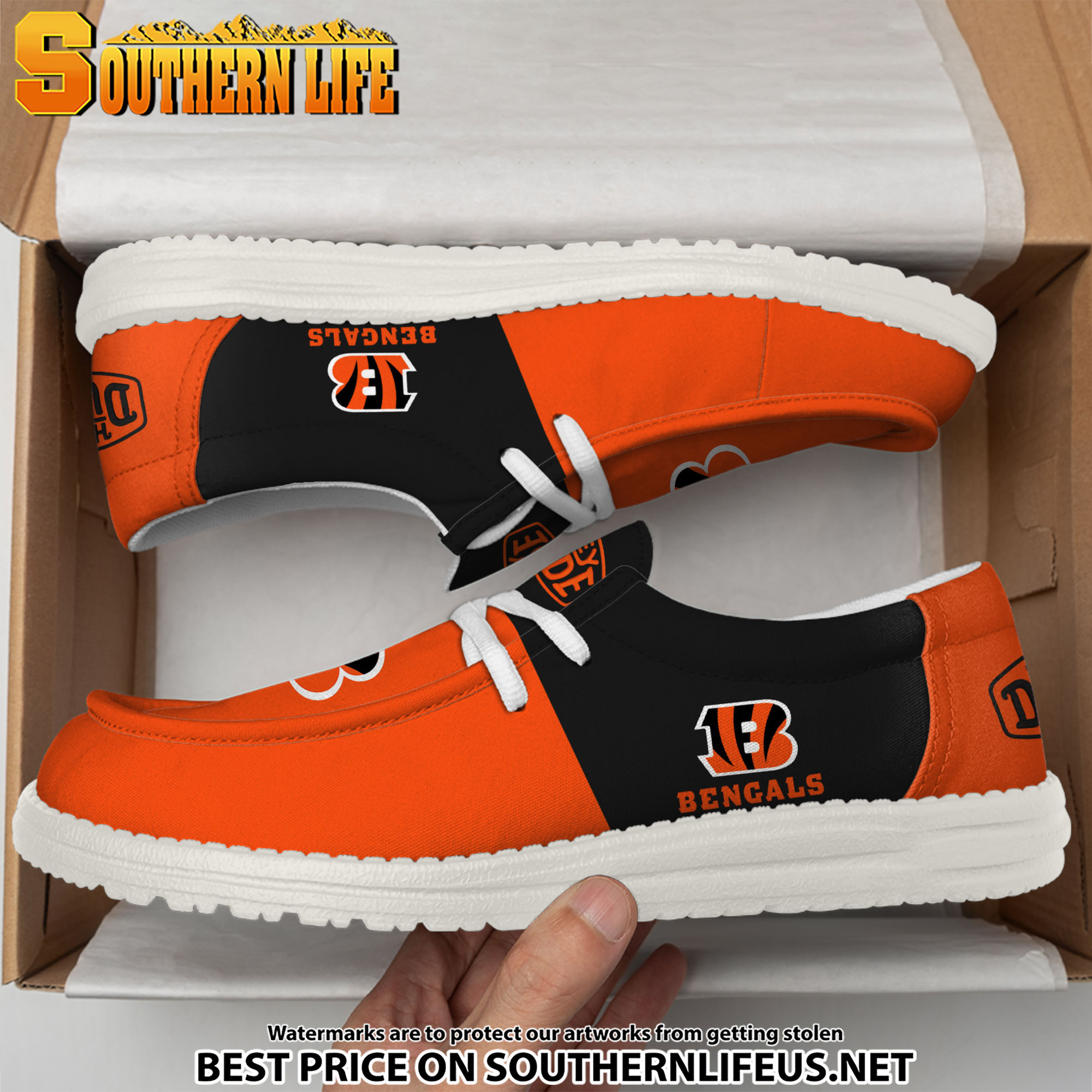 24 Cincinnati Bengals Football Hey Dude Canvas Loafer Shoes - Image 3