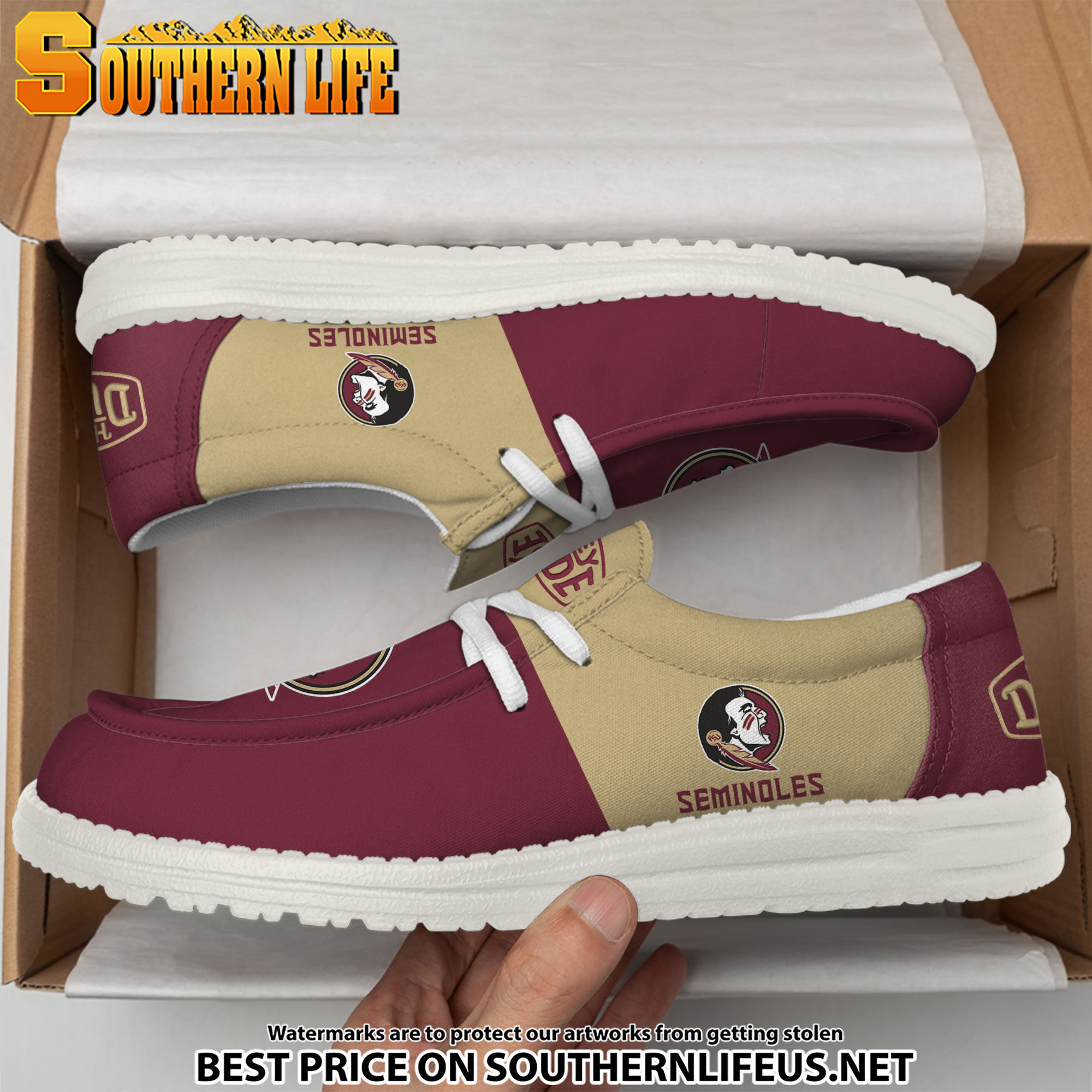 NCA07 Florida State Seminoles Hey Dude Canvas Loafer Shoes - Image 3