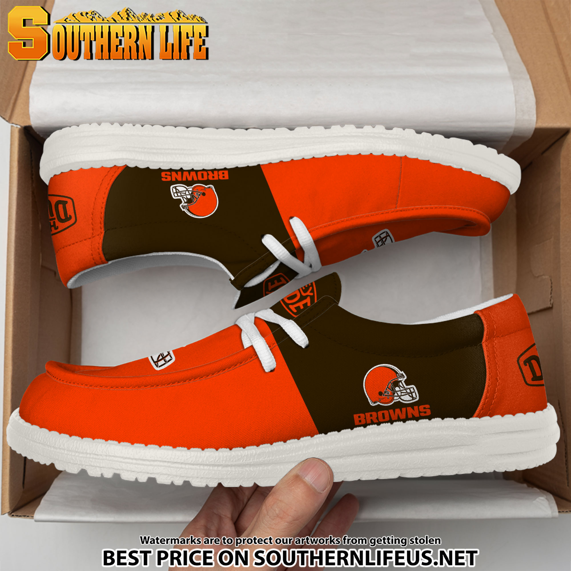 25 Cleveland Browns Football Hey Dude Canvas Loafer Shoes - Image 3