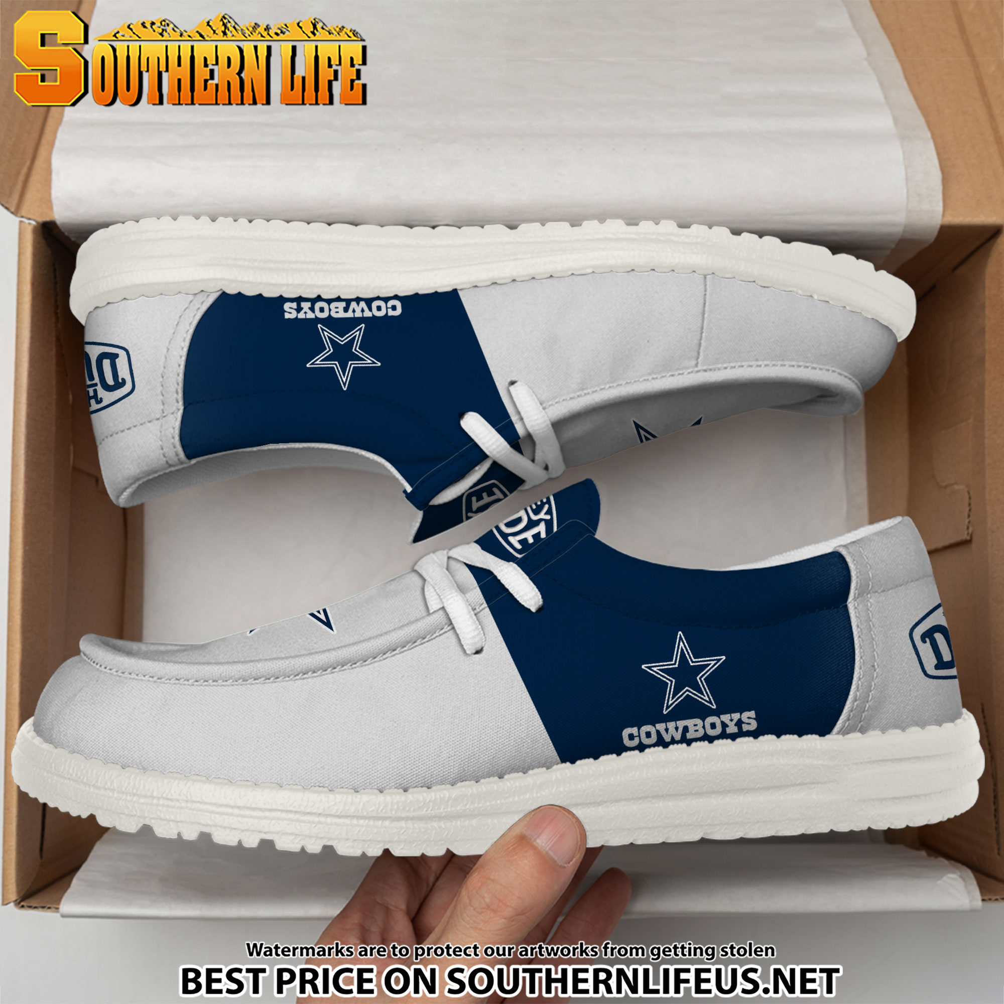 02 Dallas Cowboys Football Hey Dude Canvas Loafer Shoes - Image 3