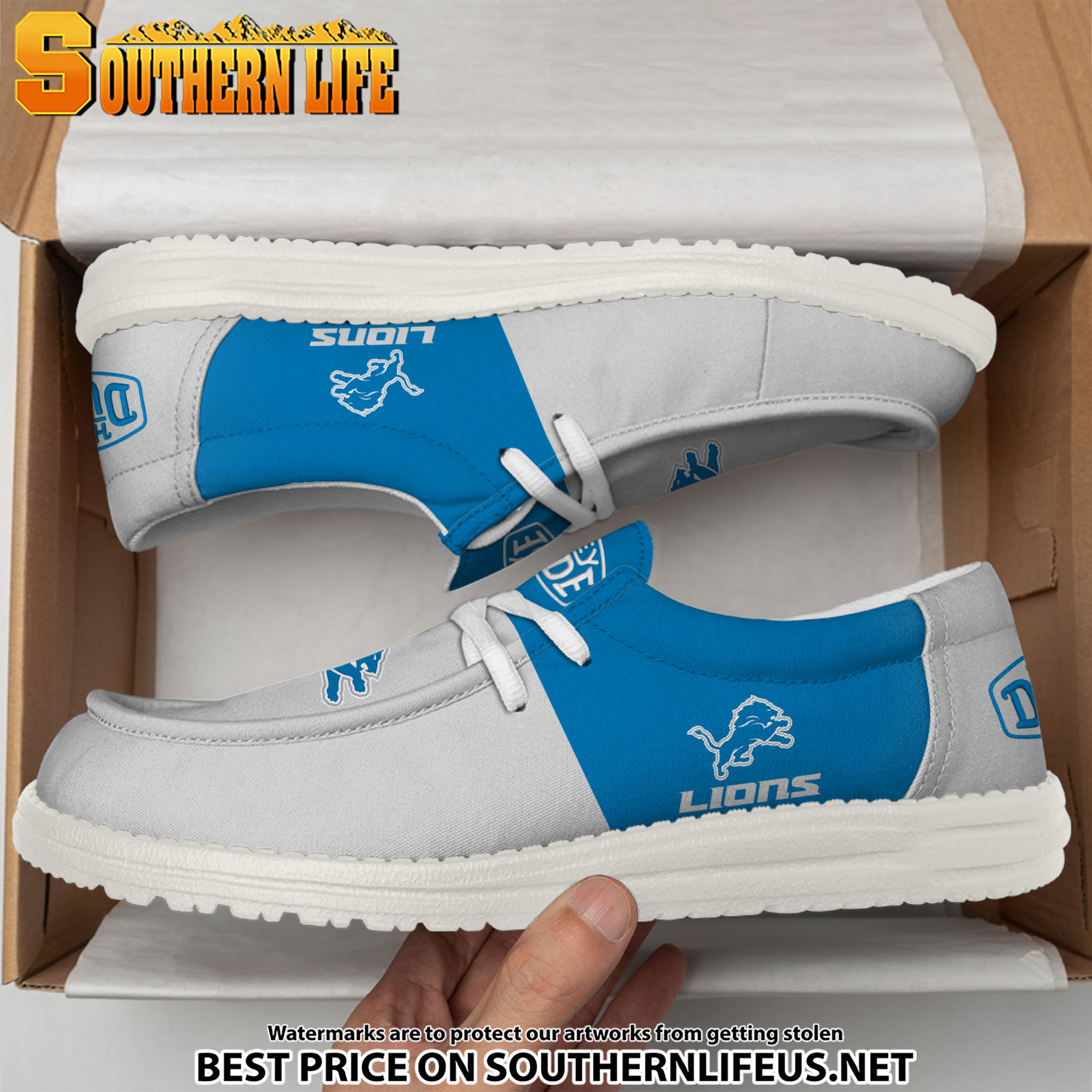 11 Detroit Lions Football Hey Dude Canvas Loafer Shoes - Image 3