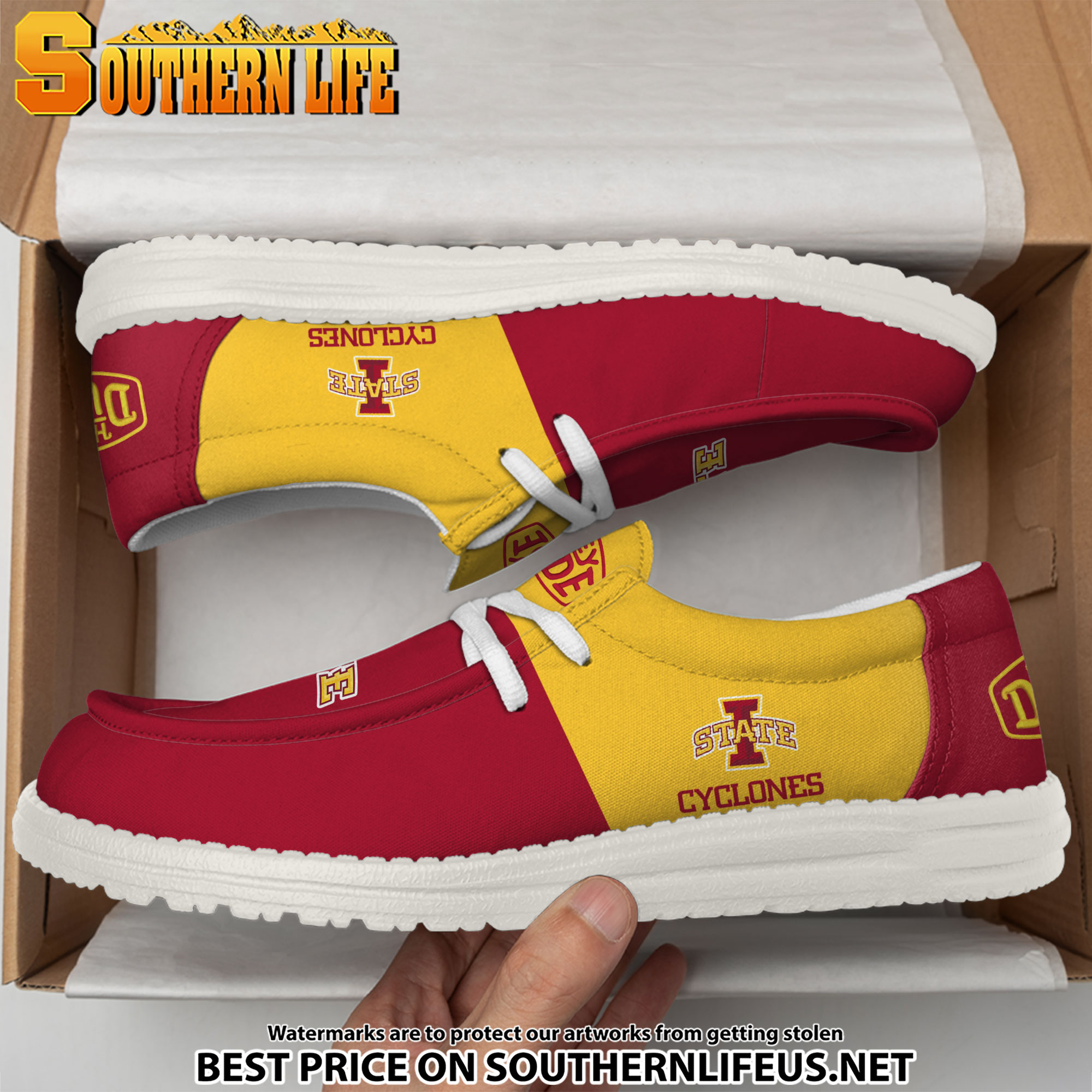 NCA11 Iowa State Cyclones Hey Dude Canvas Loafer Shoes - Image 3