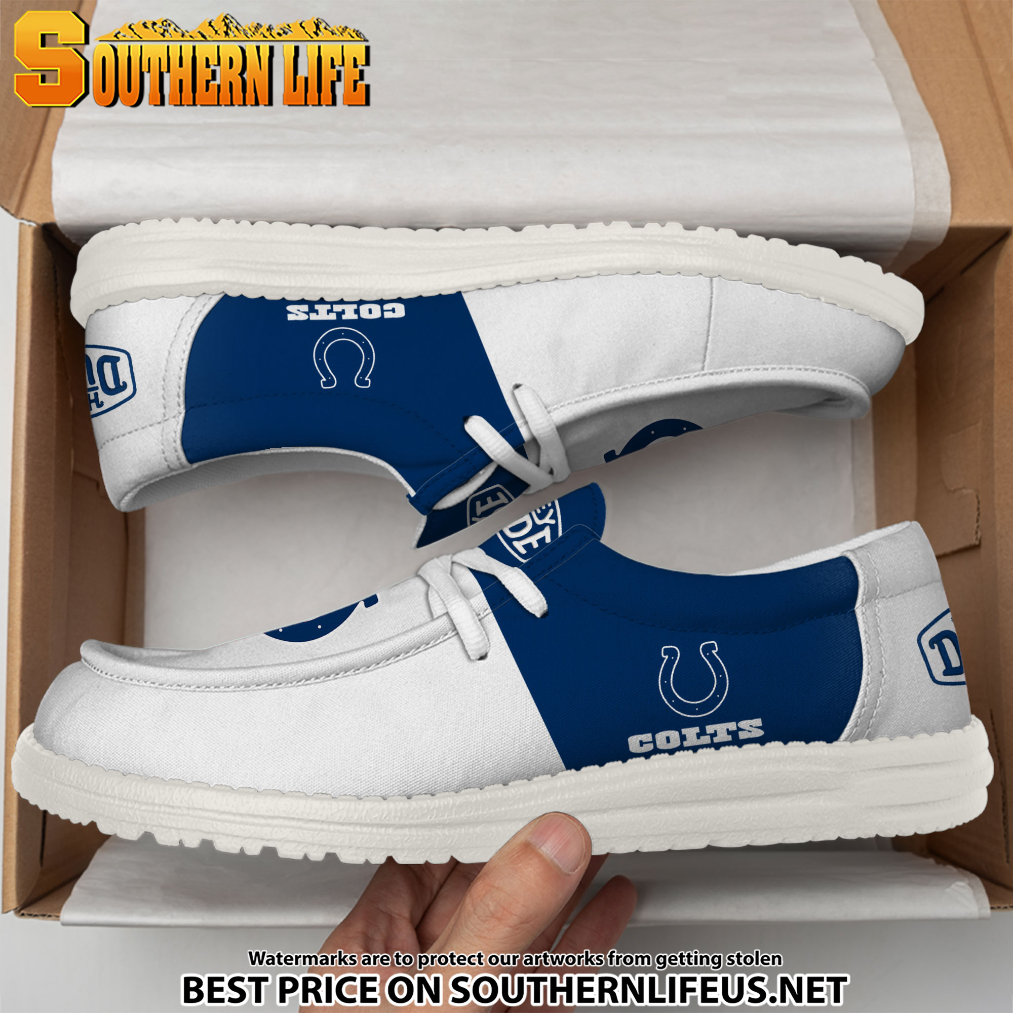 32 Indianapolis Colts Football Hey Dude Canvas Loafer Shoes - Image 3