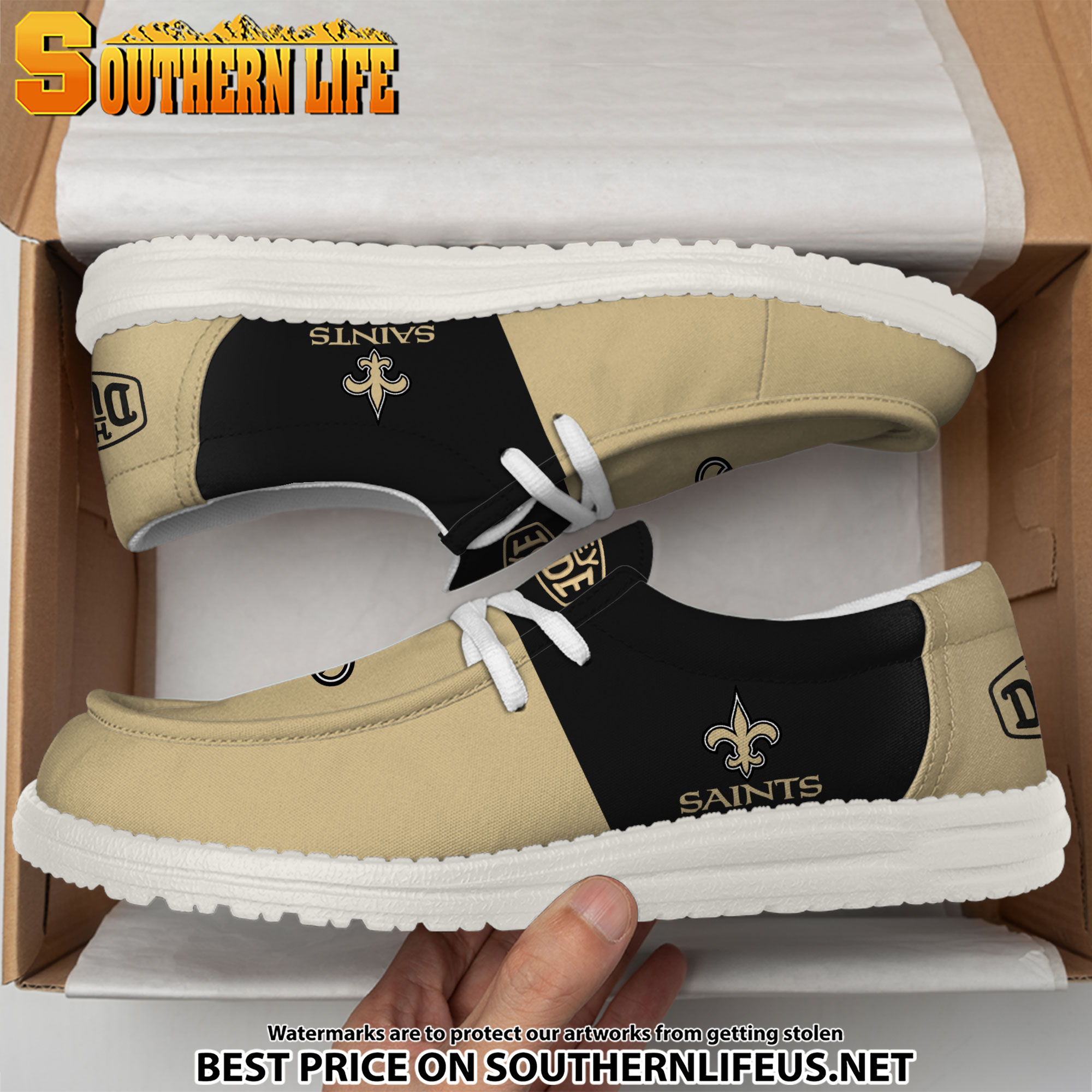 26 New Orleans Saints Football Hey Dude Canvas Loafer Shoes - Image 3
