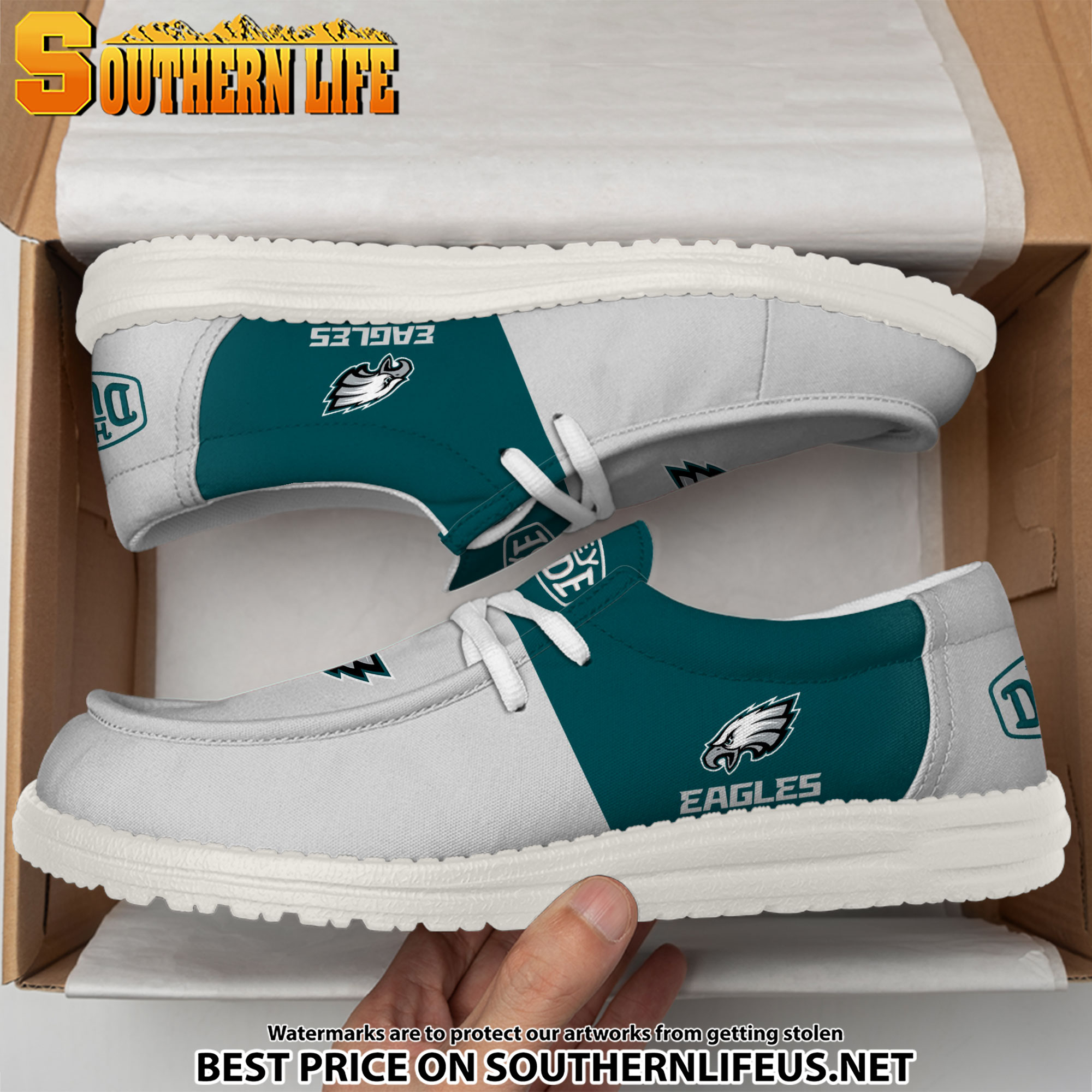 04 Philadelphia Eagles Football Hey Dude Canvas Loafer Shoes - Image 3