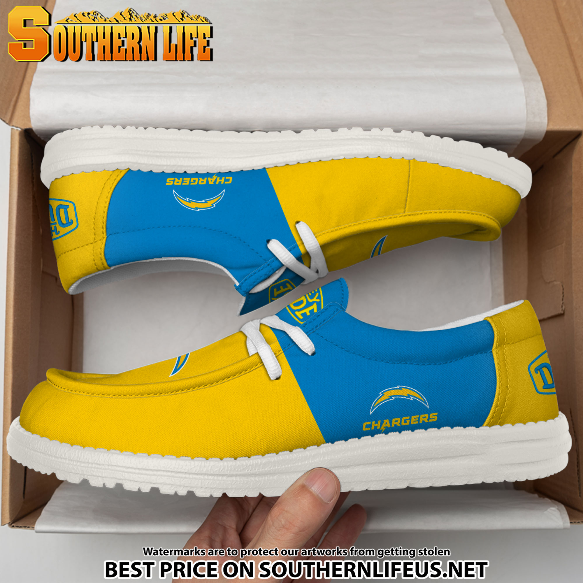 27 Los Angeles Chargers Football Hey Dude Canvas Loafer Shoes - Image 3