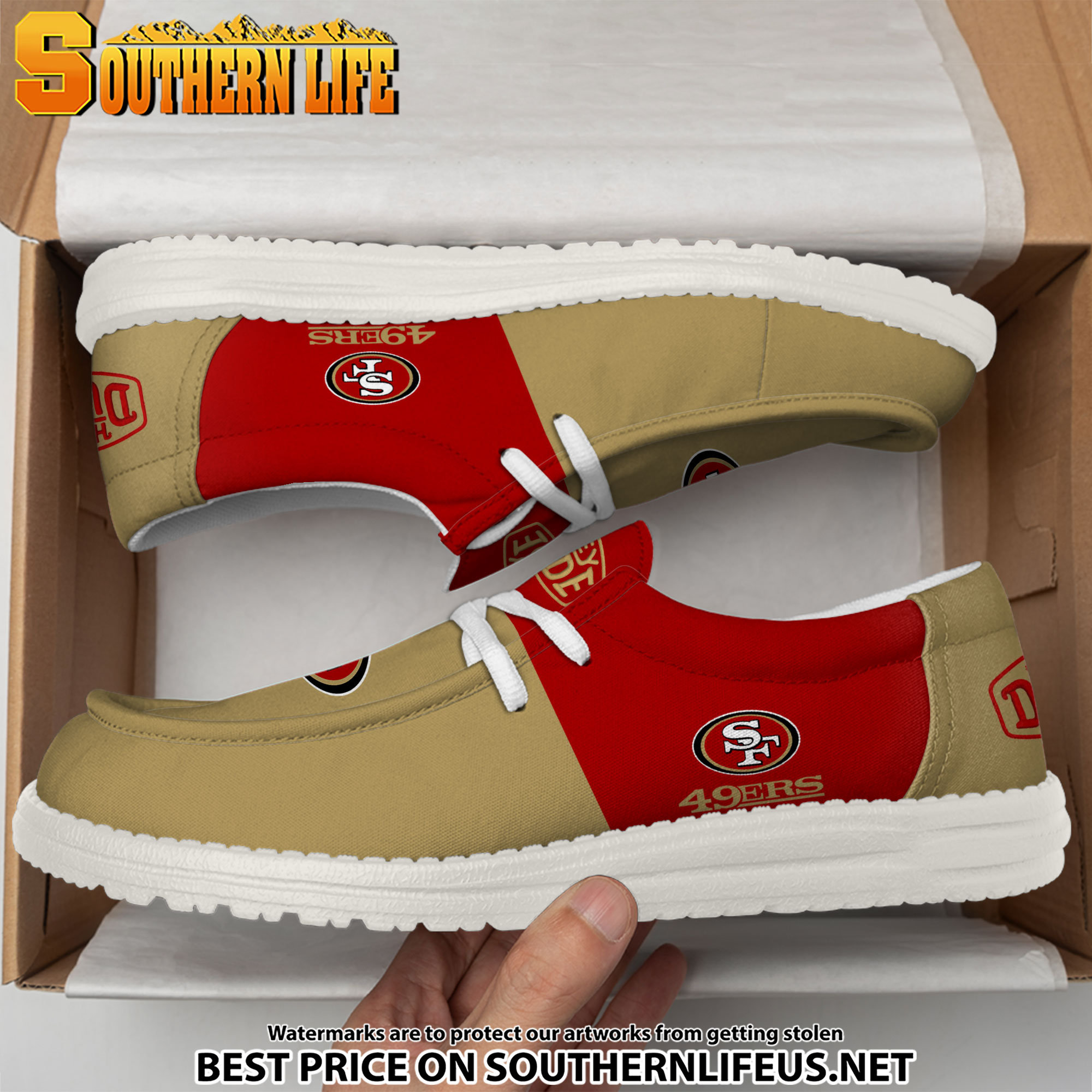 05 San Francisco 49ers Football Hey Dude Canvas Loafer Shoes - Image 3