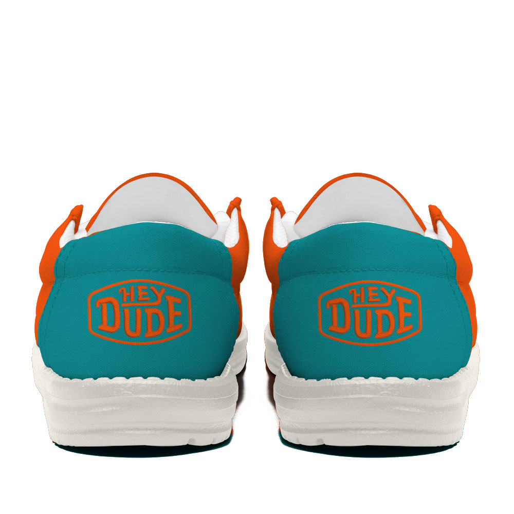 10 Miami Dolphins Football White Hey Dude Canvas Loafer Shoes - Image 4