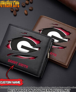 NCAA02 Georgia Bulldogs Men’s Leather Wallet Custom Name