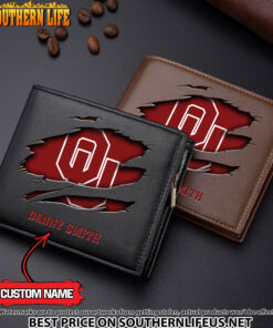 NCAA10 Oklahoma Sooners Men’s Leather Wallet Custom Name