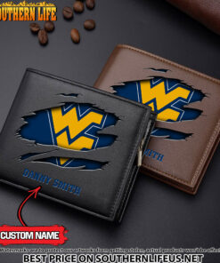 NCAA14 West Virginia Mountaineers Men’s Leather Wallet Custom Name