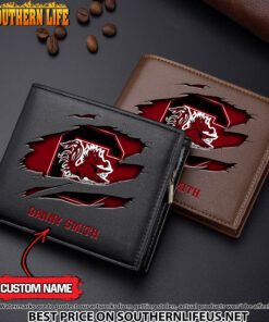 NCAA15 South Carolina Gamecocks Men’s Leather Wallet Custom Name