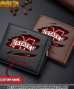 NCAA16 Mississippi State Bulldogs Men’s Leather Wallet Custom Name
