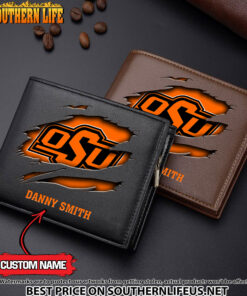 NCAA17 Oklahoma State Cowboys Men’s Leather Wallet Custom Name