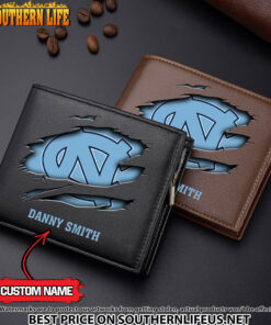 NCAA20 North Carolina Tar Heels Men’s Leather Wallet Custom Name