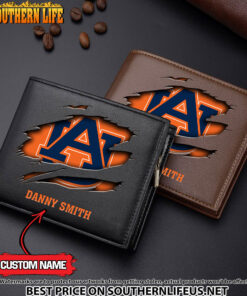 NCAA03 Auburn Tigers Men’s Leather Wallet Custom Name