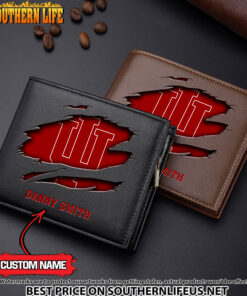 NCAA30 Indiana Hoosiers Men’s Leather Wallet Custom Name