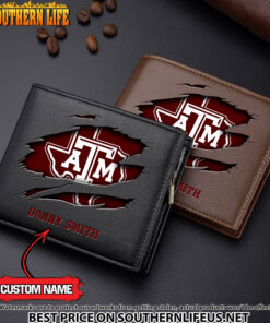 NCAA31 Texas A&M Aggies Men’s Leather Wallet Custom Name