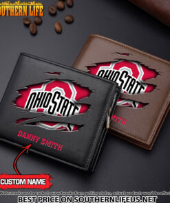 NCAA04 Ohio State Buckeyes Men’s Leather Wallet Custom Name