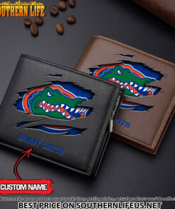NCAA06 Florida Gators Men’s Leather Wallet Custom Name