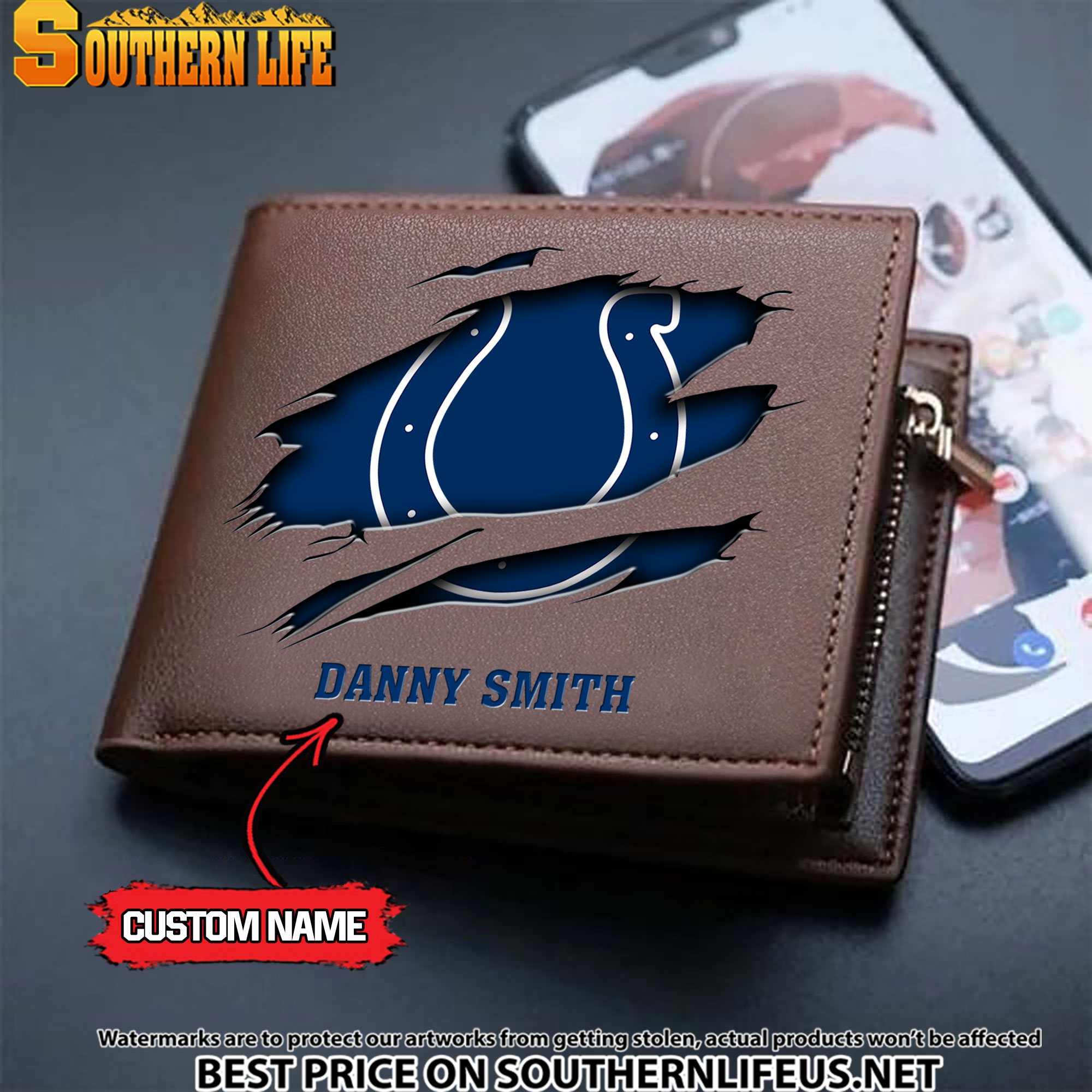 28 Indianapolis Colts Men's Leather Wallet Custom Name - Image 3